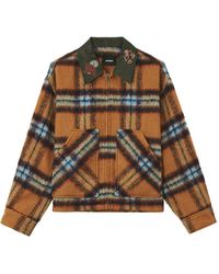 we11done - Check-Print Teddy-Appliqué Jacket - Lyst