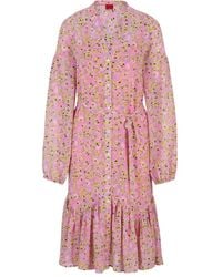 BOSS - Vestido midi con estampado floral - Lyst