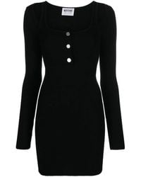 Moschino - Long-Sleeve Ribbed-Knit Dress - Lyst