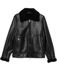Salvatore Santoro - Veste En Cuir À Col Lainé - Lyst