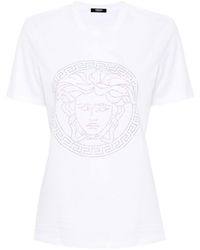 Versace - T-shirt Met Kristallen Medusa - Lyst