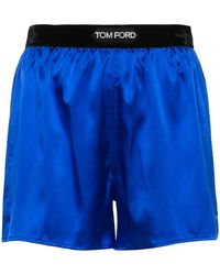 Tom Ford - Logo-Waistband Satin Shorts - Lyst