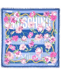 Moschino - Floral Logo-print Silk Scarf - Lyst