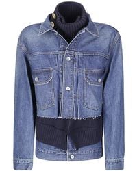 Sacai - Denim Jack Met Gebreid Vlak - Lyst