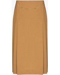 Victoria Beckham - Chain Belt 70s Skirt In Caramel Beige - Lyst