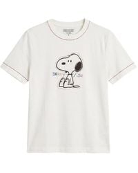 Chinti & Parker - Snoopy-Embroidered T-Shirt - Lyst