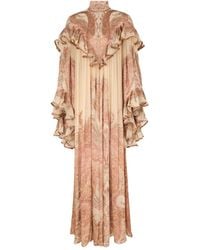 Zimmermann - Burnout Maxi-Jurk Met Paisley-Print En Ruches - Lyst