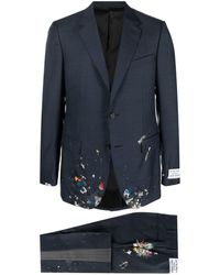 Lanvin Paint-splatter Detail Suit - Blue