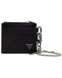 Guess - Milano Kartenetui Aus Saffiano-Leder Mit Kettengliedern - Lyst