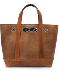 HTC - Small Stud-Embellished Leather Shopper Bag - Lyst