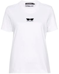 Karl Lagerfeld - T-Shirt Mit Sonnenbrillen-Stickerei - Lyst