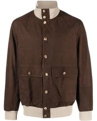 Brunello Cucinelli - Contrasting-Detail Suede Bomber Jacket - Lyst