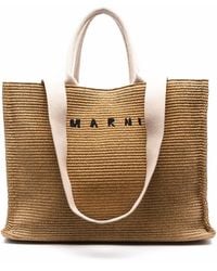 Marni - Bast-Shopper Mit Logo-Stickerei - Lyst