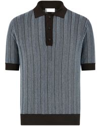 Ferragamo - Striped Intarsia-knit Polo Shirt - Lyst