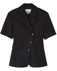 Ganni - Blazer Asymétrique À Manches Courtes - Lyst