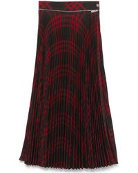 Burberry - Pleated Check Wool Blend Midi Skirt - Lyst