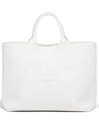 Prada - Bolso shopper con logo bordado - Lyst