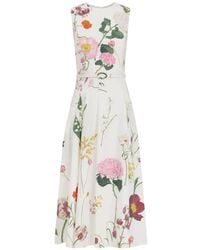 Oscar de la Renta - Botanical-Print Sleeveless Midi Dress - Lyst