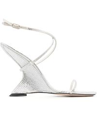 STUDIO AMELIA - 110mm Crystal-embellished Wedge Sandals - Lyst