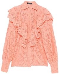 ACTUALEE - Ruffled Lace Blouse - Lyst