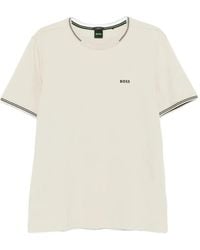 BOSS - Stretch-Cotton T-Shirt With Stripes And Logo - Lyst