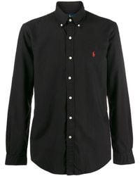 Polo Ralph Lauren - Black Cotton Custom Fit Hemd - Lyst