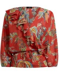 Etro - Paisley-Print Ruffled Blouse - Lyst