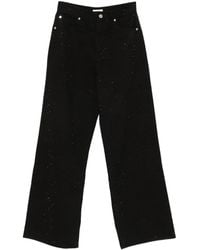 Sandro - Embellished Cotton Straight-Leg Jeans - Lyst
