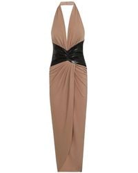 ANDAMANE - Halterneck Draped Midi Dress - Lyst