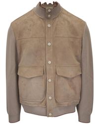 Canali - Suede-Panelled Bomber Jacket - Lyst