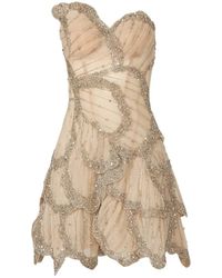 Costarellos - Sylvie Crystal-Embellished Silk Mini Dress - Lyst