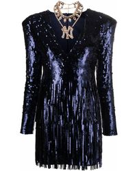 Philipp Plein - Sequin-embellished V-neck Mini Dress - Lyst