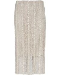 Brunello Cucinelli - Sequin-embellished Midi Skirt - Lyst