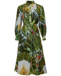 FARM Rio - Belted Floral Midi Dress - Lyst