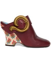 Etro - Leather Mules With Wedge And Paisley Buckle - Lyst