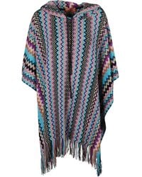 Missoni - Kapuzen-Poncho Mit Fransen - Lyst