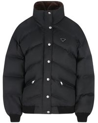 Prada - Piumino Trapuntato Con Placca Logo - Lyst