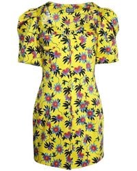 LHD - Floral Puff-Sleeve Mini Dress - Lyst