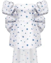 POST MERIDIEM - Floral-Print Puff-Sleeve Mini Dress - Lyst
