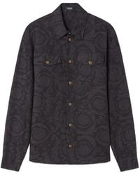 Versace - Camisa De Cambray De Jacquard Barocco - Lyst