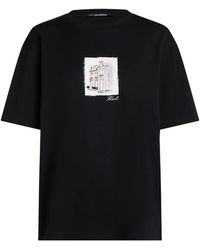 KARL LAGERFELD - Sketch-Print Oversized T-Shirt - Lyst