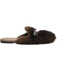 Dolce & Gabbana - Shearling And Suede Slippers - Lyst