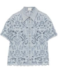 Alice + Olivia - Floral-Lace Button Shirt - Lyst