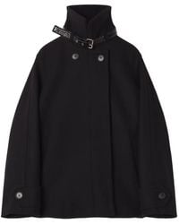 Lanvin - Structured Short Coat With Ribbed Collar And Buckle Detail - Lyst