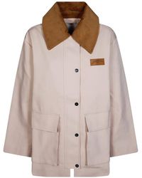 Ganni - Corduroy-Collar Twill Jacket - Lyst