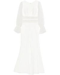 Gemy Maalouf - Lace-Insert Flared Jumpsuit - Lyst