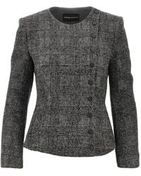 Emporio Armani - Prince Of Wales Check Button-Up Blazer - Lyst