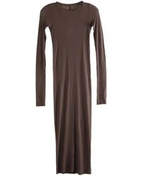 Rick Owens - Robe Mi-Longue Manches Longues À Fines Nervures - Lyst