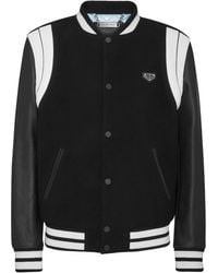 Philipp Plein - Bomberjack Met Leren Mouwen - Lyst