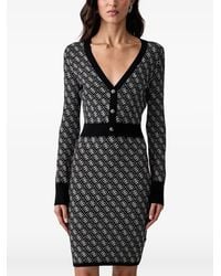 Guess - Vestido Corto Con Cuello En V Y Logo - Lyst